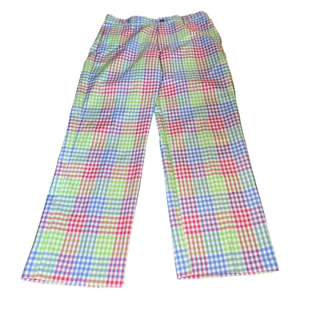 Izod Gingham Blue, Pink, Green Golf Pants Men Size 30/29 - Picture 2 of 7